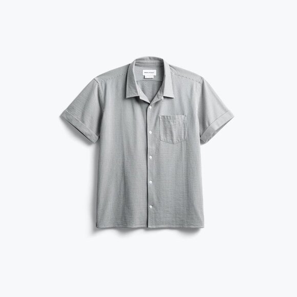 Men's Hybrid Seersucker Short Sleeve Shirt - Grey Tonal Stripe (NWT) - Picture 1 of 8